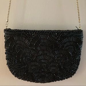 La Regale Vintage Black Beaded Mini Purse